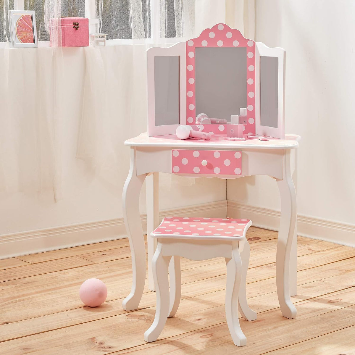 Polka Dot Kids Wooden Vanity Set