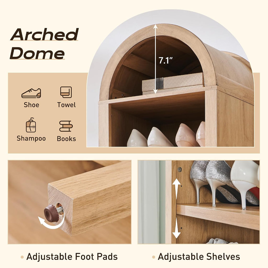 Natural Arched 8-Tier Wood Bookshelf