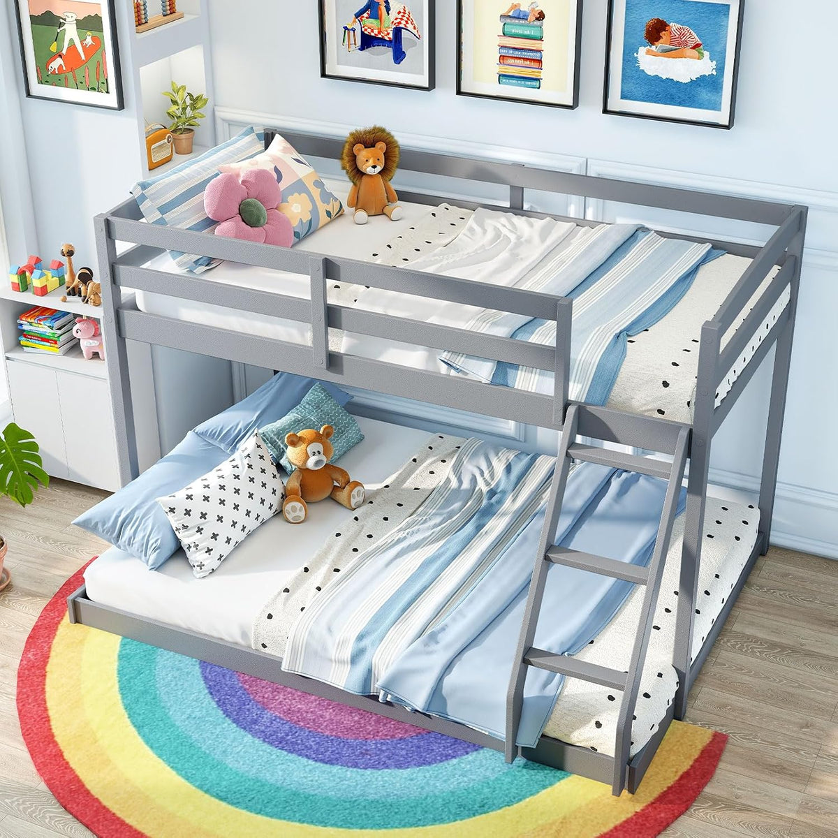 Grey Low Twin Over Full Bunk Bed