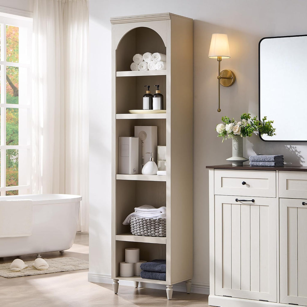 Cream Arched Farmhouse Tall Bookcase