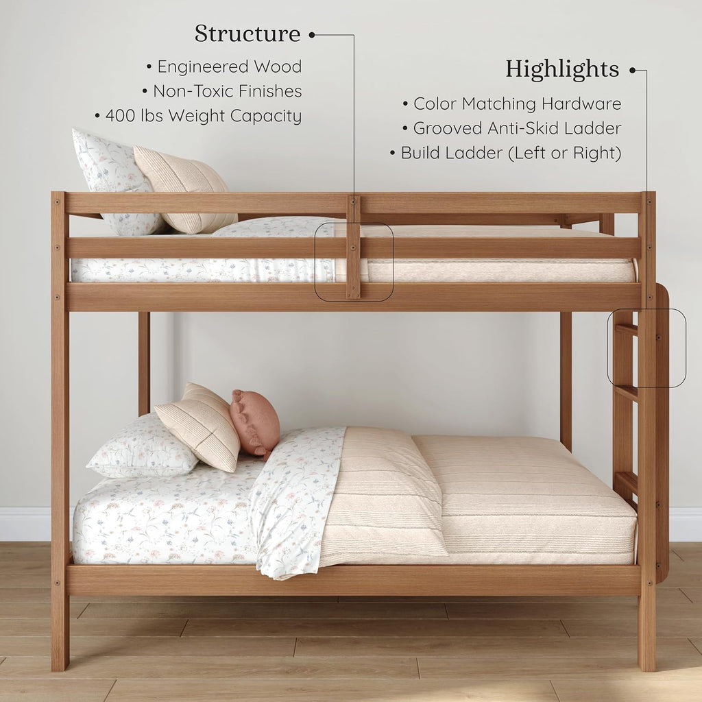 Pecan Twin Over Twin Wood Bunk Bed