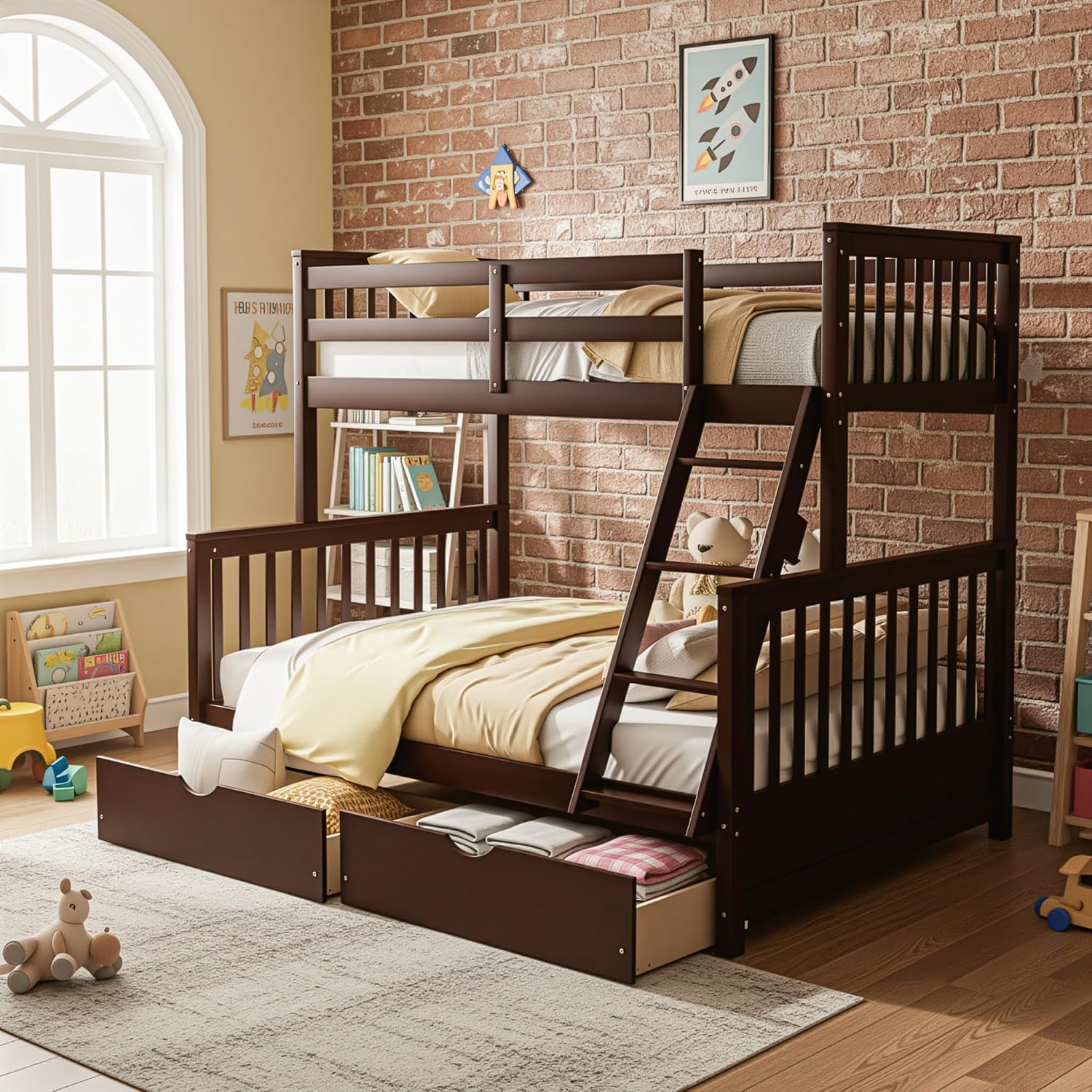 Espresso Twin Over Full Storage Bunk Bed