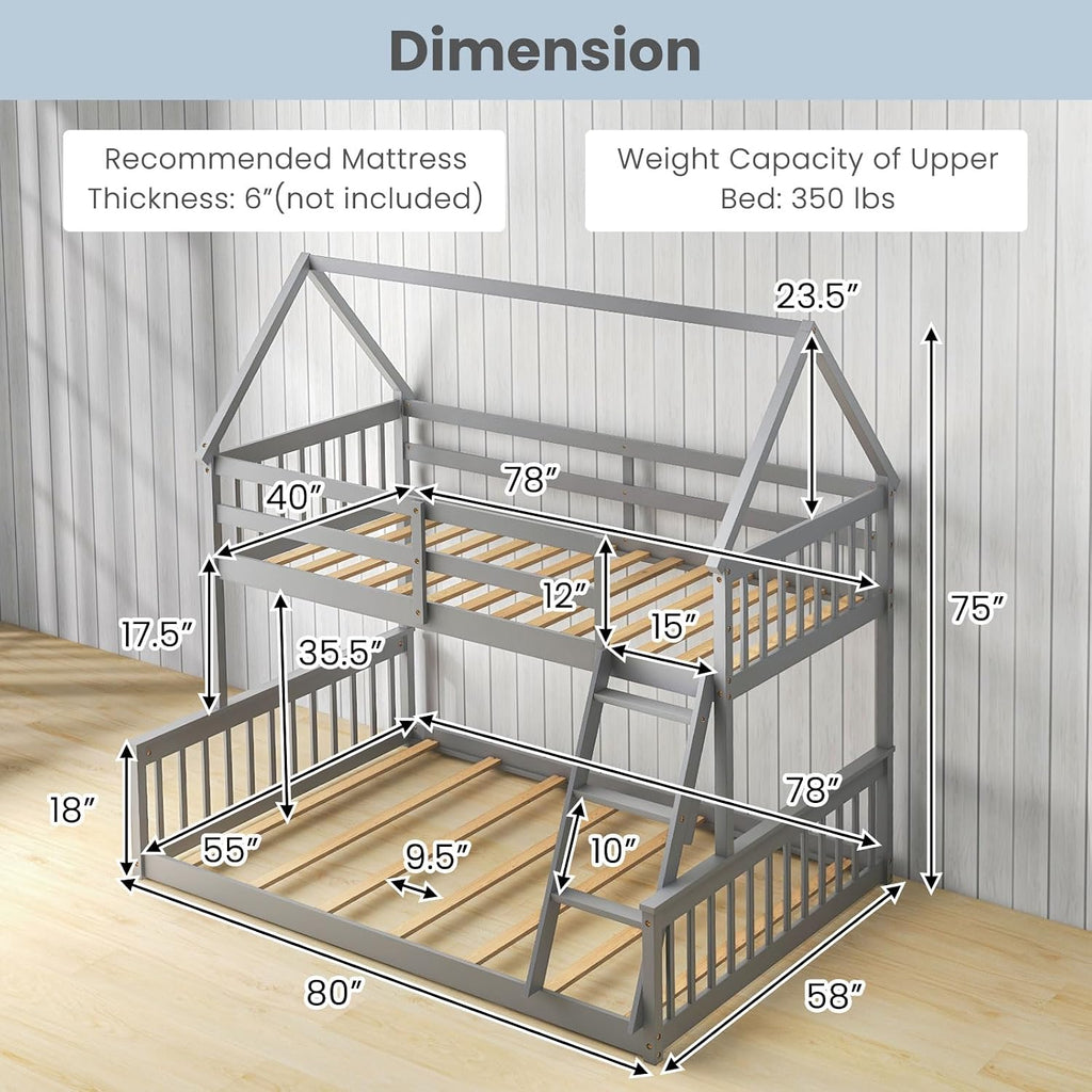 Grey House Twin Over Full Bunk Bed