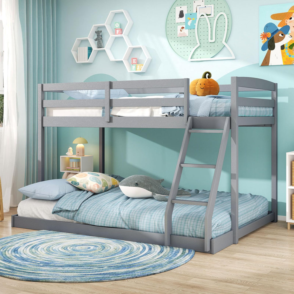 Grey Low Twin Over Full Bunk Bed
