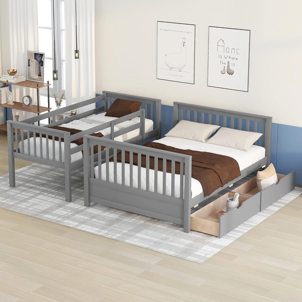 Grey Twin Over Full Storage Bunk Bed