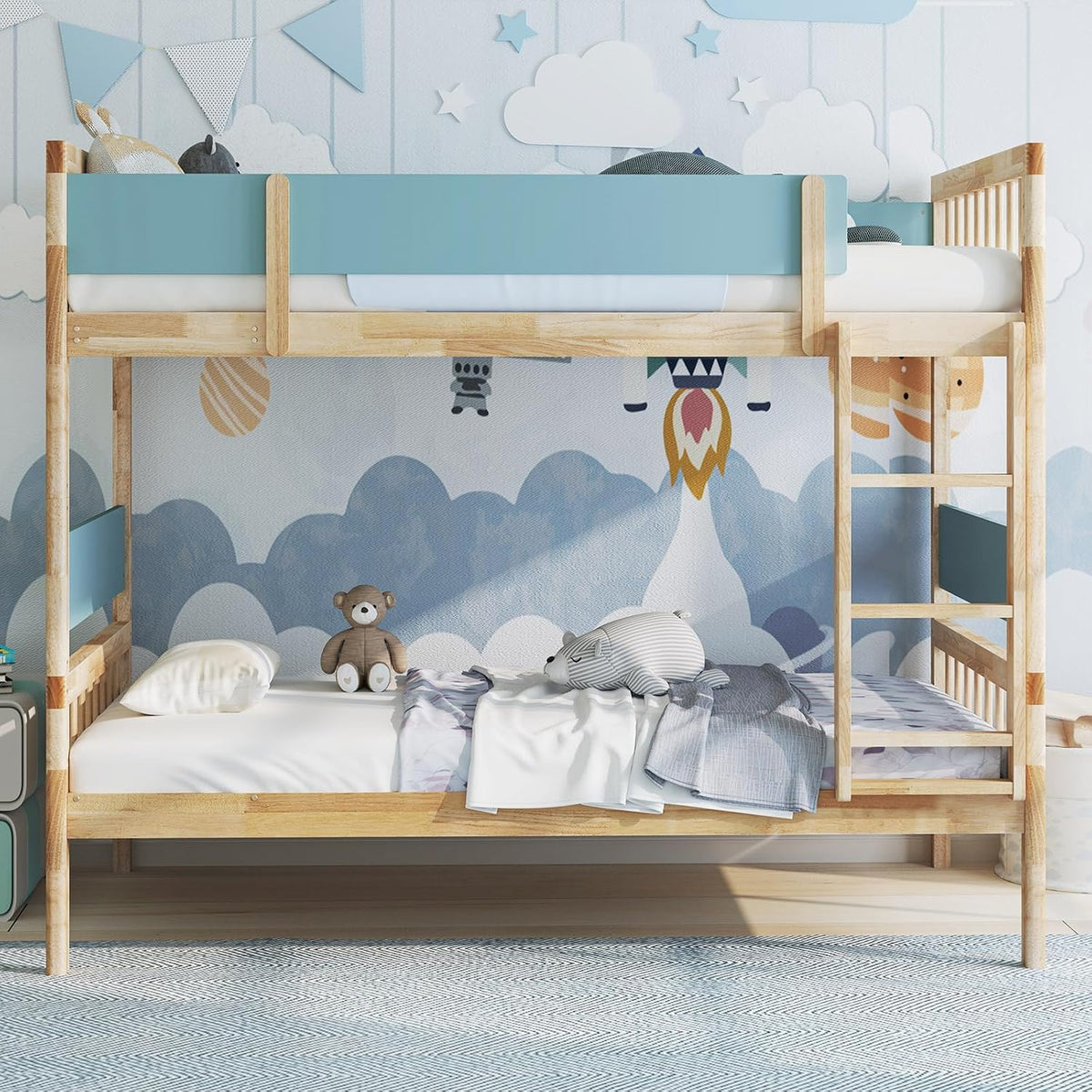 Natural Twin Over Twin Convertible Bunk Bed