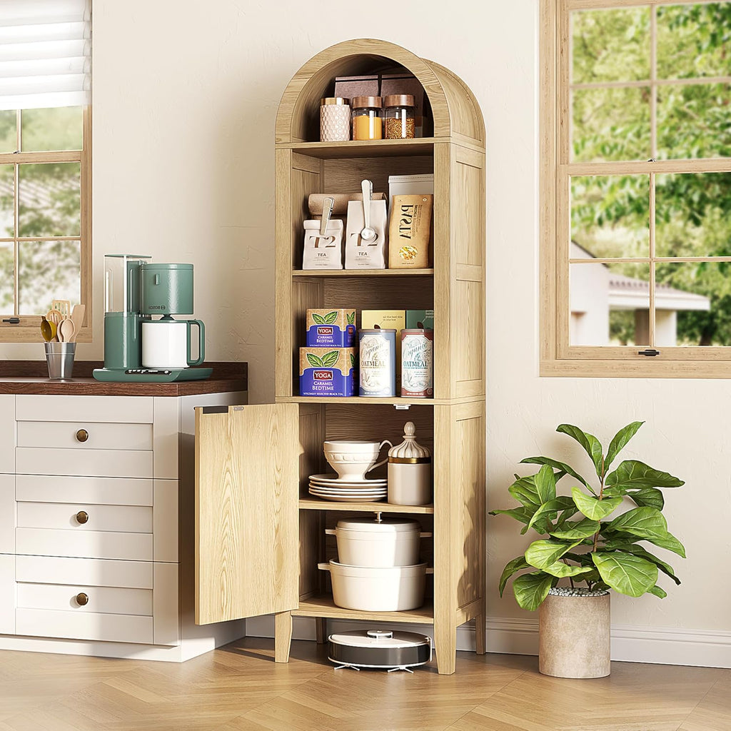 Natural Arched 4-Tier Book Cabinet