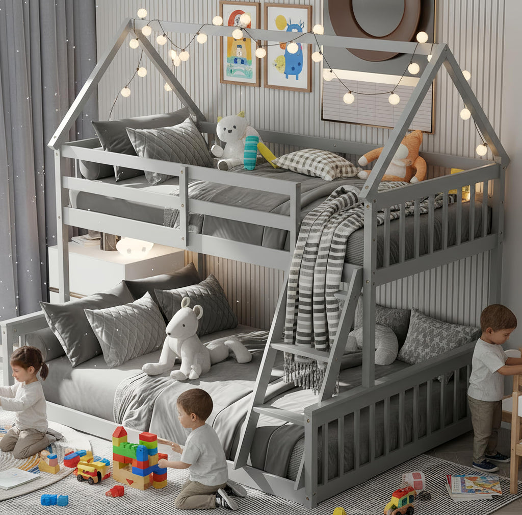 Grey House Twin Over Full Bunk Bed
